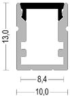 Small LED Profile 10*13mm Wide Surface Mounted Led Strip Aluminium Profile