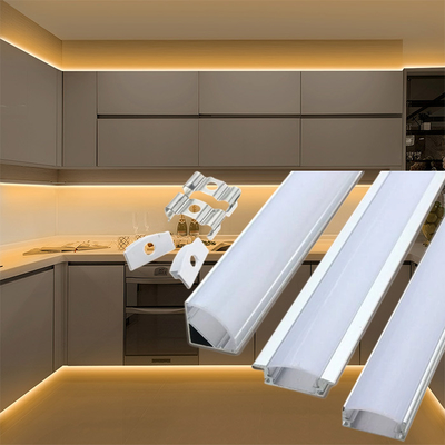 มุม LED ไฟโปรไฟล์อลูมิเนียม โคมไฟตู้ แถบไฟ led ช่องช่องอลูมิเนียม Extrusion Housing Channel
