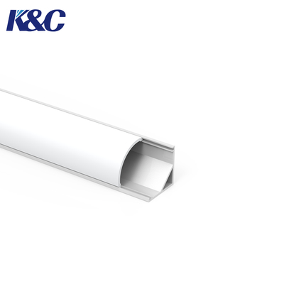 ราคาดี โปรไฟล์มุม LED แบบติดตั้งบนพื้นผิวอะลูมิเนียมมุมฉากพร้อมตัวกระจายแสง 45° ออนไลน์