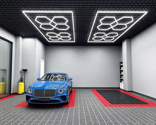 ราคาดี ระบบไฟเพดาน LED หกเหลี่ยม 512W สำหรับโรงรถ ยิม เวิร์คช็อป สำนักงาน แผงไฟ LED รังผึ้งเชื่อมต่อได้ ออนไลน์