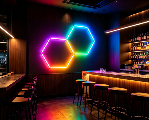 ราคาดี ระบบฝ้าเพดานรังผึ้งโมดูลาร์ LED หกเหลี่ยมไฟ RGB เสนอตัวเลือกการติดตั้งที่ยืดหยุ่นสำหรับการประชุมเชิงปฏิบัติการโรงรถยิมและสำนักงาน ออนไลน์