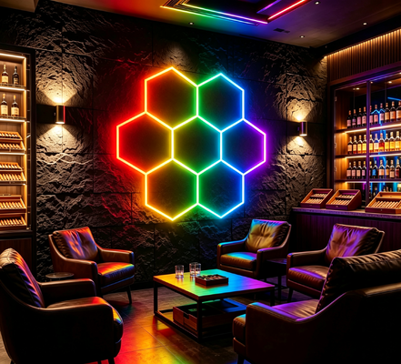ราคาดี ระบบไฟเพดานแบบโมดูลาร์รูปหกเหลี่ยม LED RGB ออกแบบมาสำหรับโรงรถ ยิม เวิร์กช็อป สำนักงาน และติดตั้งง่าย ออนไลน์