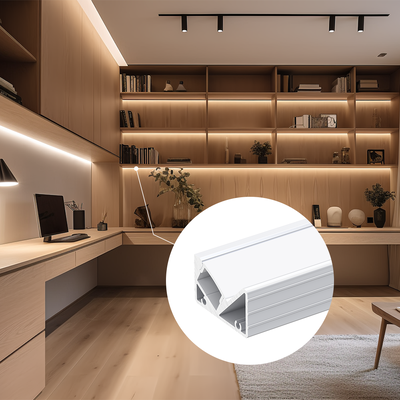 โปรไฟล์ LED อลูมิเนียม extrusion สําหรับการสว่างผนัง PC Cover บริการบิด / ตัด / แผง