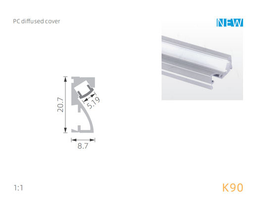 PC PMMA Diffuser สำหรับ 30D อลูมิเนียม LED โปรไฟล์ผนังเชิงเส้น lighint