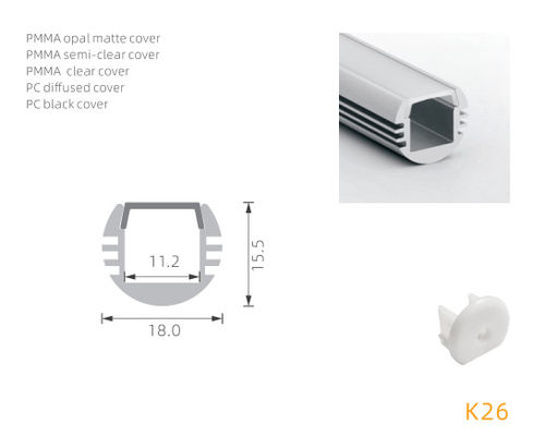 100lm / W 2m Anodized Led Aluminium Profile 6063 โลหะผสมสำหรับหลอดไฟ
