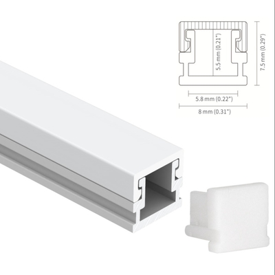 H7.5mm โปรไฟล์ช่อง LED แบบฝังฝ้าสแควร์พ่นทราย 6063 T5