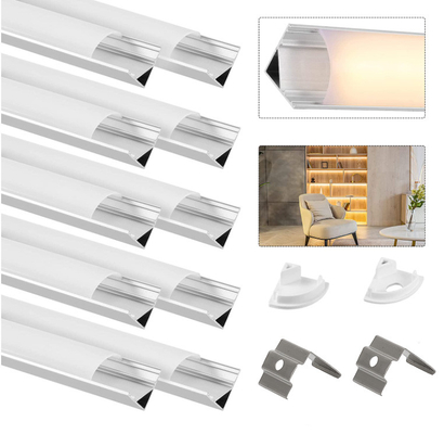 Led Strip อลูมิเนียมโปรไฟล์ที่อยู่อาศัยมุม Extrusion Channel 45 90 องศามุมแสง 16 มม. กว้าง