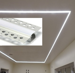 LED Plasterboard Profile อลูมิเนียมอัลลอยด์ 6063 T5 Extrusion Housing สำหรับโคมไฟเพดาน