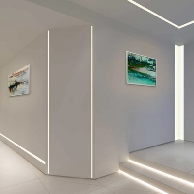 แถบไฟ LED โปรไฟล์อลูมิเนียมอัลลอยด์พร้อมฝาครอบ PC PMMA ปิดภาคเรียน Drywall ยิปซั่มยิปซั่ม