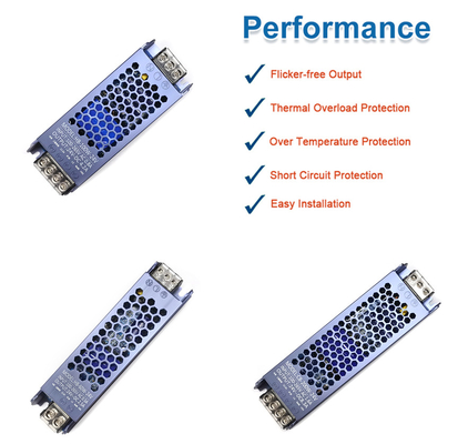 60W 100W 200W แหล่งจ่ายไฟ LED DC 12V 24V AC220V - 240V LED Driver Switching IP20
