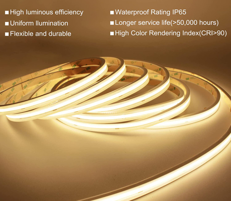 ราคาดี ไฟ LED Strip แบบยืดหยุ่นกันน้ำ COB IP68 24 โวลต์ 320 Leds 8mm RA80 Silica Gel ออนไลน์
